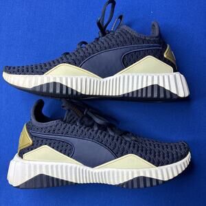 Puma Defy Varsity Knit Lace Shoe Peacoat/Metallic Gold Women's Size 8